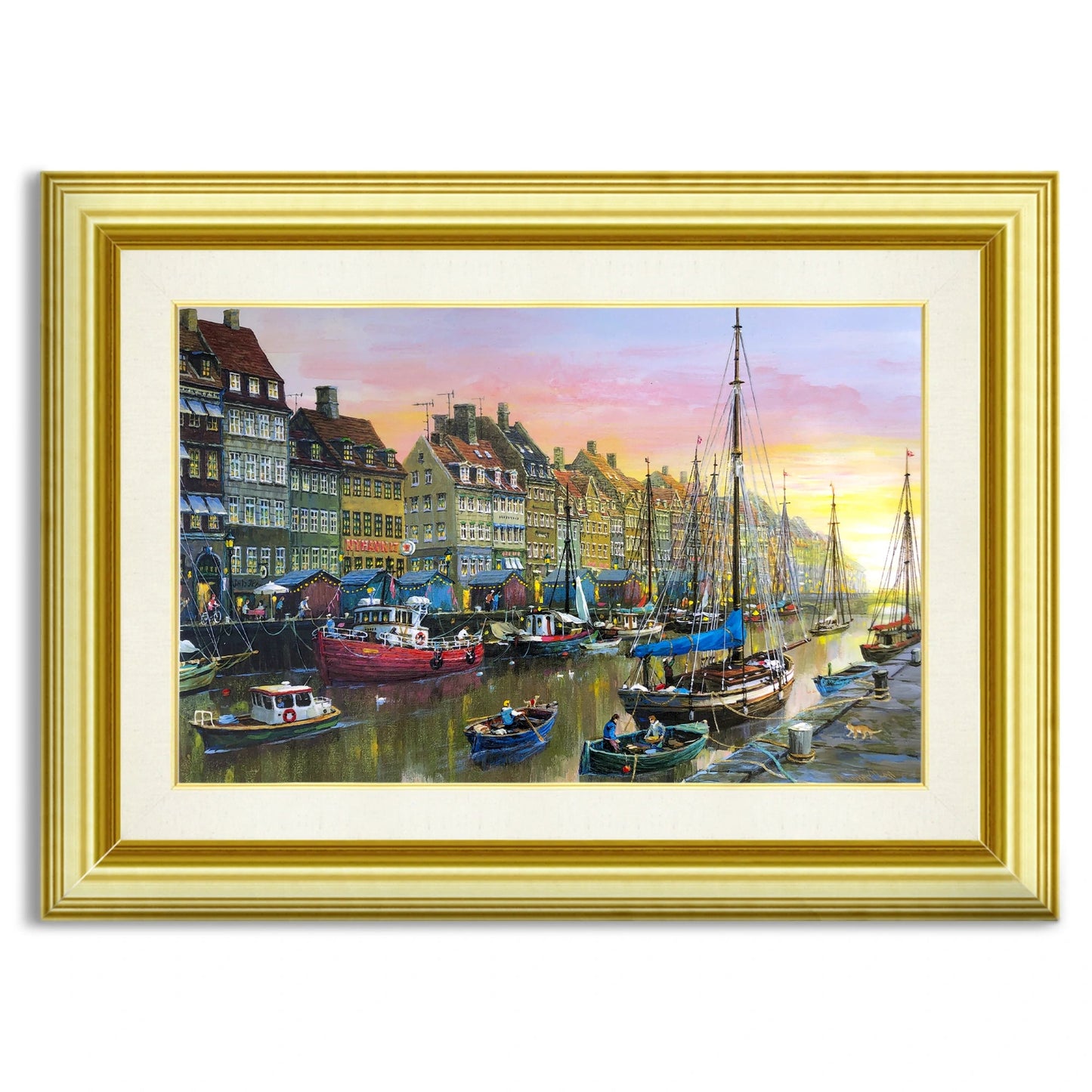 Alexander Chen - Copenhagen Nyhavn Waterfront (UNFRAMED) - 16" x 24" - Giclee on Canvas - Hand Embellished