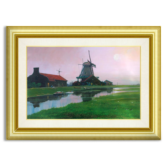 Alexander Chen - Amsterdam Morning at Zaanse Schans (UNFRAMED) 16" x 24" $950 - Giclee on Canvas - Hand Embellished