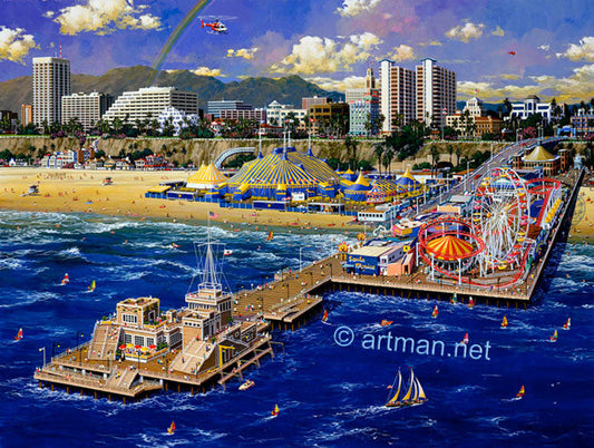 Alexander Chen - Santa Monica Pier (UNFRAMED) - 11.5" x 17.5" Seriolithograph - Artman