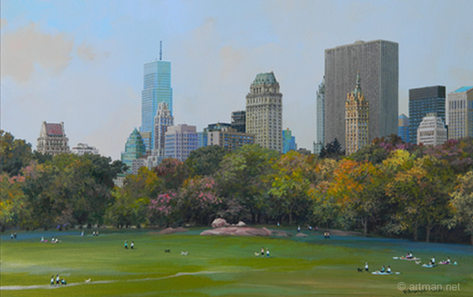 Central Park Fall Afternoon (UNFRAMED) by Alexander Chen - 11.5" x 17.5" Seriolithograph - Artman