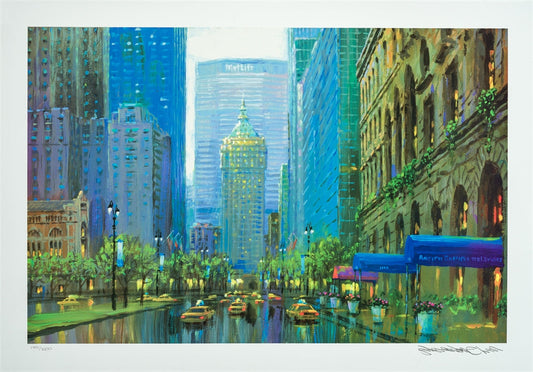 Park Avenue Early Spring (UNFRAMED) by Alexander Chen - 11.5" x 17.5" Seriolithograph - Artman