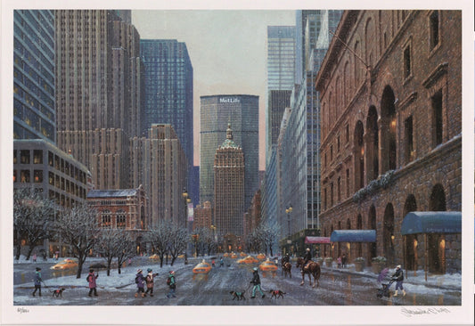 Park Avenue Winter (UNFRAMED) by Alexander Chen - 11.5" x 17.5" Seriolithograph - Artman