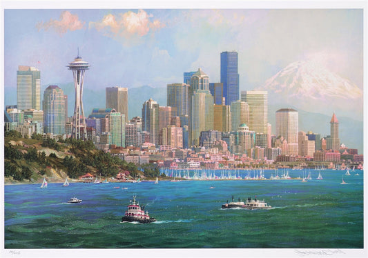 Seattle View (UNFRAMED) by Alexander Chen - 11.5" x 17.5" Seriolithograph - Artman