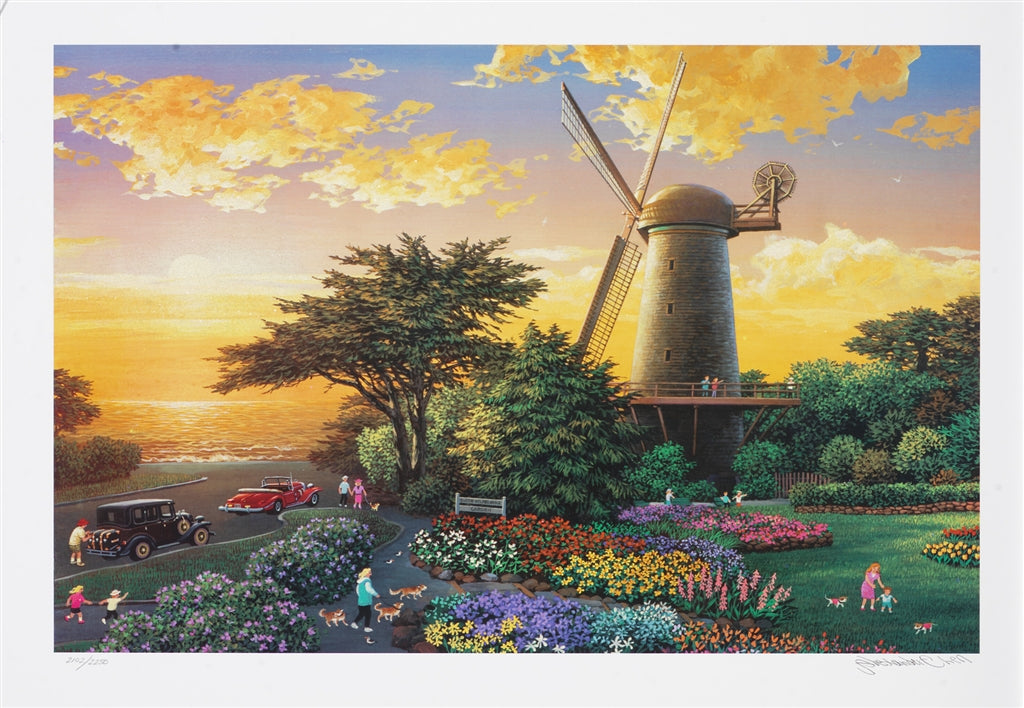 Windmill at Golden Gate Park (UNFRAMED) by Alexander Chen - 11.5" x 17.5" Seriolithograph - Artman